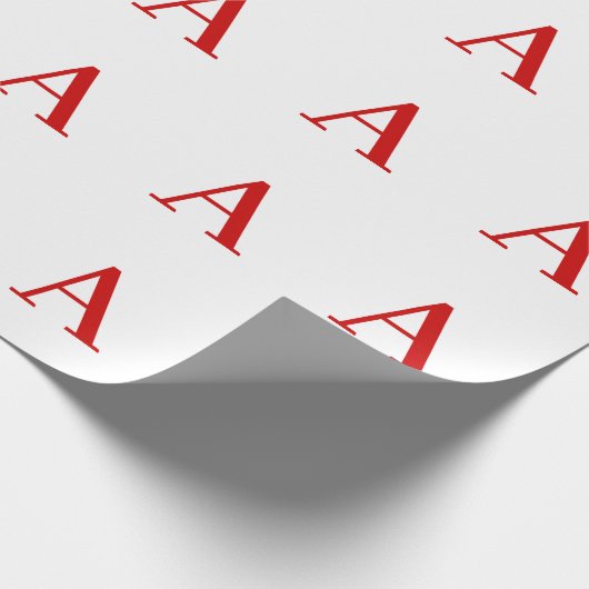 Einfache moderne weiße rote Monogramm-Initiale Geschenkpapier (Ecke)