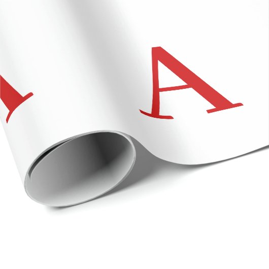 Einfache moderne weiße rote Monogramm-Initiale Geschenkpapier (Rolleneckpunkt)