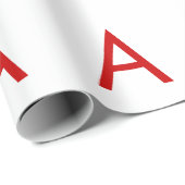 Einfache moderne weiße rote Monogramm-Initiale Geschenkpapier (Rolleneckpunkt)