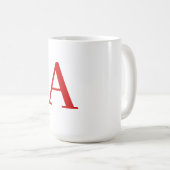 Einfache moderne weiße rote Monogramm-Initiale Kaffeetasse (VorderseiteRechts)