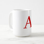 Einfache moderne weiße rote Monogramm-Initiale Kaffeetasse (Vorderseite Links)