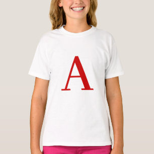 Einfache moderne weiße rote Monogramm-Initiale T-Shirt
