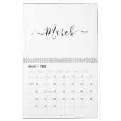 Einfache, moderne, weiße und schwarze Skriptmonate Kalender (Mär 2026)