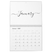 Einfache, moderne, weiße und schwarze Skriptmonate Kalender (Jan 2027)