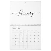 Einfache, moderne, weiße und schwarze Skriptmonate Kalender (Feb 2027)