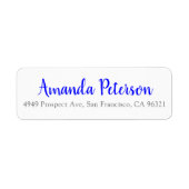 Einfache moderne Whimsikschrift Blue Rücksendeadre (Vorne)