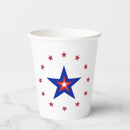 Einfache moderne White Paper Cup mit Ring of Stars Pappbecher (Vorderseite)