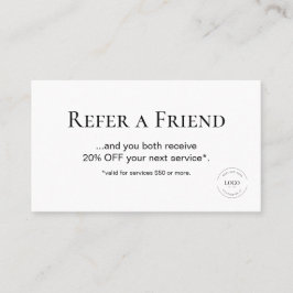 Einfache moderne White Refer a Friend Custom Empfe Treuekarte