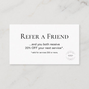 Einfache moderne White Refer a Friend Custom Empfe Treuekarte