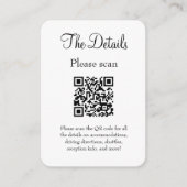 Einfache, moderne White Wedding Details mit QR Cod Begleitkarte (Vorderseite)