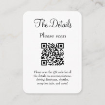 Einfache, moderne White Wedding Details mit QR Cod