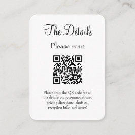 Einfache, moderne White Wedding Details mit QR Cod Begleitkarte