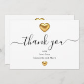 Einfache, moderne White Wedding Gold Heart Flat Ca Einladung (Vorne/Hinten)