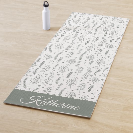 Einfache moderne Wildblumen-Blumenschrift Name Yogamatte (Beispiel)