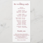 Einfache moderne Winterhochzeit in Burgund Programm (Rückseite)