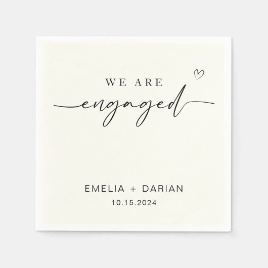 Einfache Moderne Wir sind Verlobte Engagement-Part Serviette (Vorderseite)