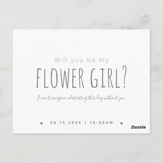 Einfache Moderne wirst du mein Blumenmädchen-Vorsc Postkarte (Rückseite)