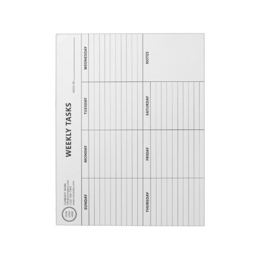 Einfache moderne Wöchentliche Aufgaben Organisator Notizblock (Rotiert)