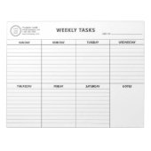 Einfache moderne Wöchentliche Aufgaben Organisator Notizblock (Vorderseite)