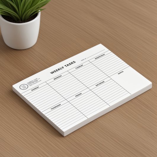 Einfache moderne Wöchentliche Aufgaben Organisator Notizblock