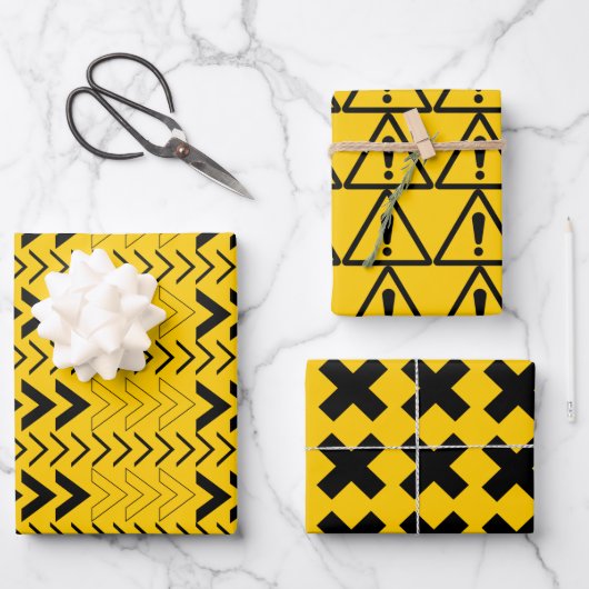 Einfache, moderne Zeichen der Gelb- und Schwarzen  Geschenkpapier Set (Vorderseite)