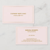 Einfache, moderne Zinn-Gold-Grenze in hellrosa Visitenkarte (Vorne/Hinten)