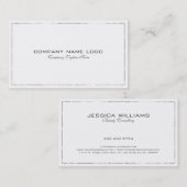 Einfache moderne Zinn Silber gelangweilt auf Weiß Visitenkarte (Vorne/Hinten)