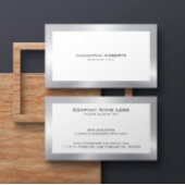 Einfache, moderne Zinnsilber-Grenze in Weiß Visitenkarte