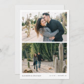 Einfache moderne Zwei-Foto-Hochzeit rettet das Dat Einladung (Vorne/Hinten)