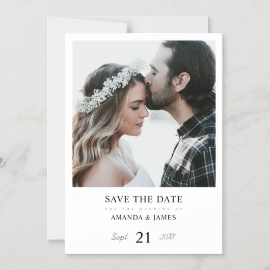 Einfache ModernFoto-Hochzeit speichern Sie das Dat Magneteinladung (Vorderseite)