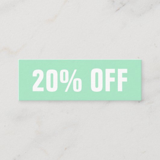 Einfache, modische Diskontkarte für Pastel / Minzg Mini Visitenkarte (Vorderseite)