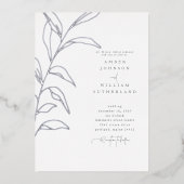 Einfache Momente Eltern HandDrawn Stem Foil Hochze Folieneinladung (Vorderseite)