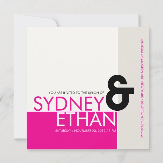 Einfache mondrianische Minimalistische Hochzeitsre Einladung (Vorderseite)