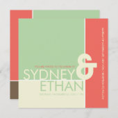 Einfache mondrianische Minimalistische Hochzeitsre Einladung (Vorne/Hinten)