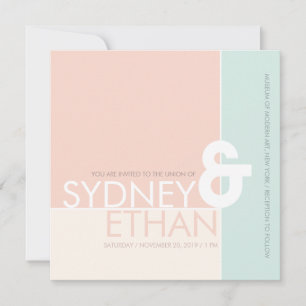 Einfache mondrianische Minimalistische Hochzeitsre Einladung