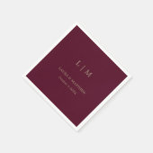 Einfache Mongram Burgundy Wedding Serviette (Ecke)