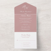 Einfache Mongram Elegant Dusty Rose Hochzeit All In One Einladung (Innen Boden)