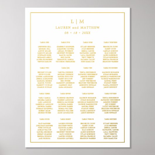 Einfache Mongram Elegant Hochzeit Foliendrucke (Vorderseite)