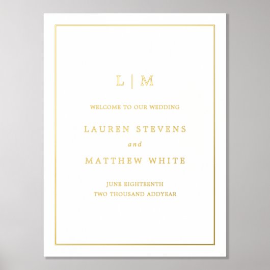 Einfache Mongram Elegant Hochzeit Foliendrucke (Vorderseite)