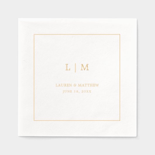 Einfache Mongram Elegant Hochzeit Servietten Mit Folie (Vorderseite)