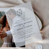 Einfache Mongram Greenerity Wedding Pergament Einladungen