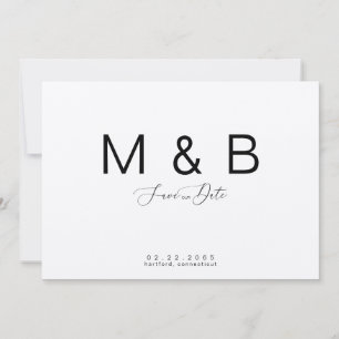 Einfache Mongram-Kraft-Papier Hochzeitszeit Sicher Save The Date