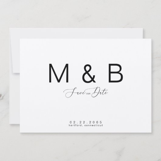Einfache Mongram-Kraft-Papier Hochzeitszeit Sicher Save The Date (Vorderseite)