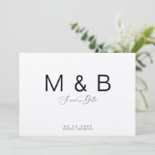 Einfache Mongram-Kraft-Papier Hochzeitszeit Sicher Save The Date (Stehend Vorderseite)