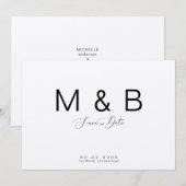 Einfache Mongram-Kraft-Papier Hochzeitszeit Sicher Save The Date (Vorne/Hinten)
