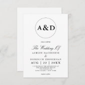 Einfache Mongram Lucia Script Calligrafy Wedding Einladung (Vorne/Hinten)