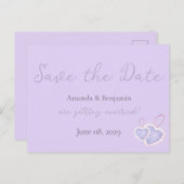 Einfache Mongram Minimalistisch Lavendel-Hochzeit Postkarte (Vorne/Hinten)