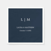 Einfache Mongram Navy Blue Wedding Serviette (Vorderseite)
