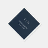 Einfache Mongram Navy Blue Wedding Serviette (Ecke)
