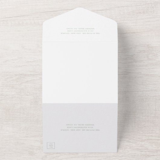 Einfache Mongram Sage Grüne feierliche Hochzeit All In One Einladung (Außenbereich)